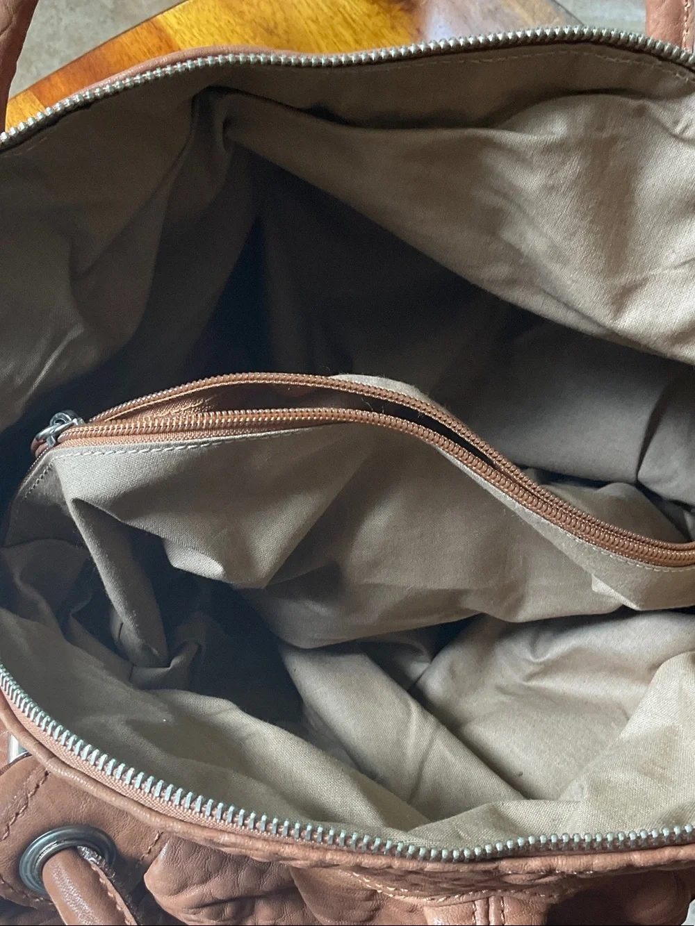Classic Tan Leather Tote Handbag